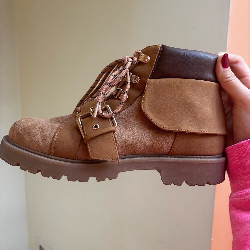 Brown Ankle Boots with Chic Buckle